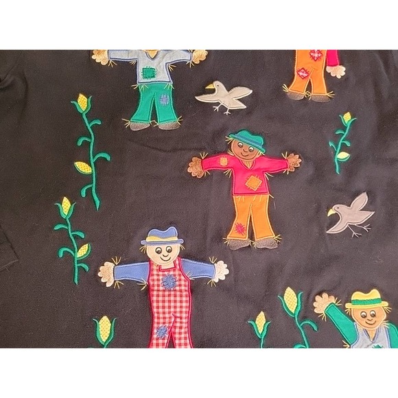 Bechamal Scarecrow Fall Black Embroidered Top - Sz XLarge - Picture 5 of 9